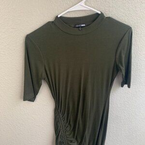 Fashion Nova Ruched Bodycon Dress Green Size Small